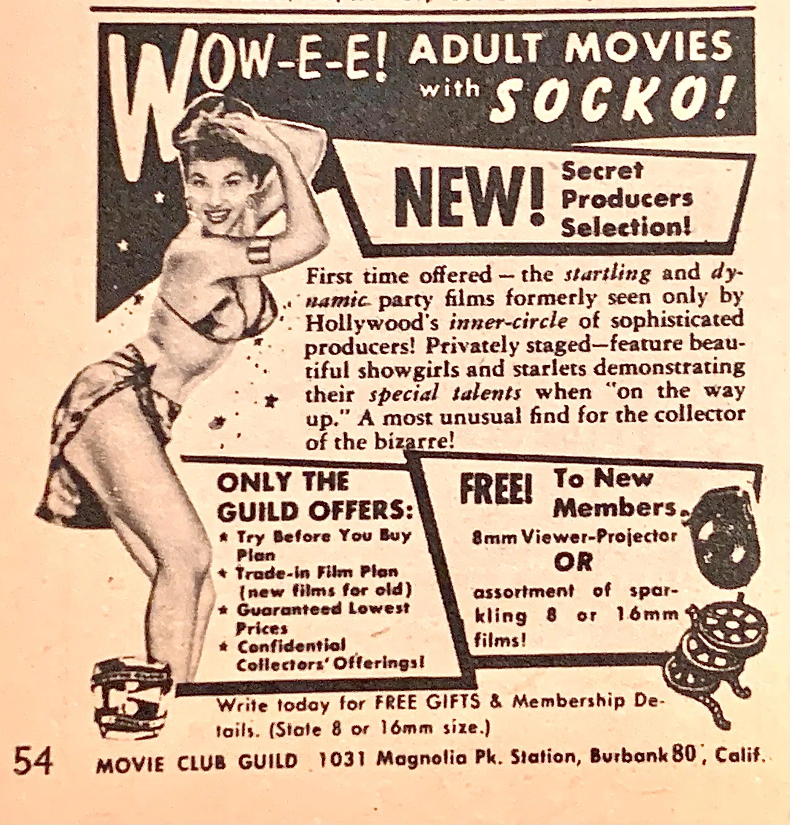 Adult movie ad 1957