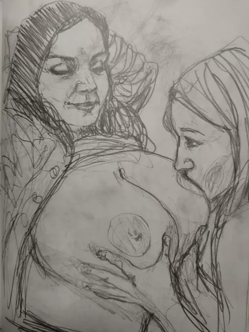 Another sketch of a big suck on Milena's breasts