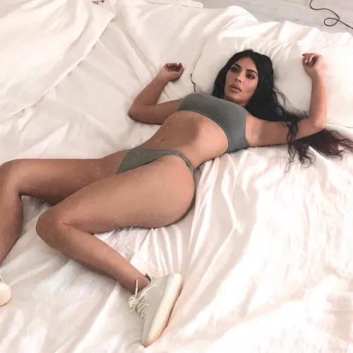 Imagine Kim on your bed like this 