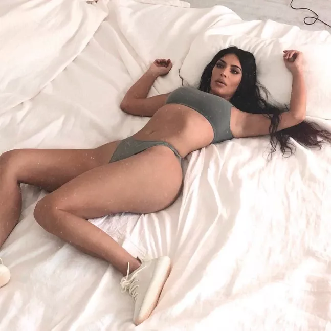 Imagine Kim on your bed like this 