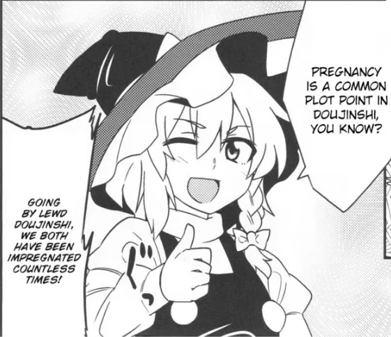 LF mono source: Pregnancy is a common plot point in doujinshi, you know?