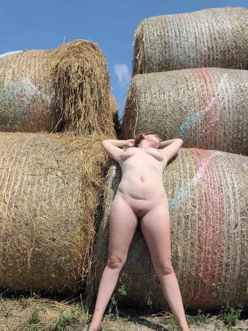 Relaxing by my hay bales!
