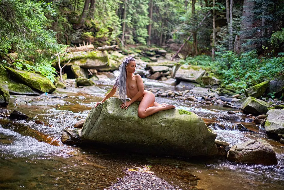 Dryad sunning herself on a rock