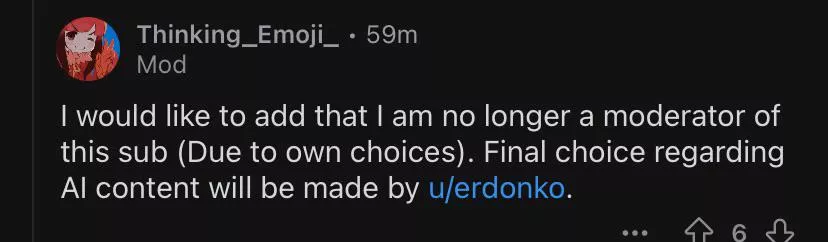So a guy who’s had an account for less than 100 days gets to unilaterally make this decision?