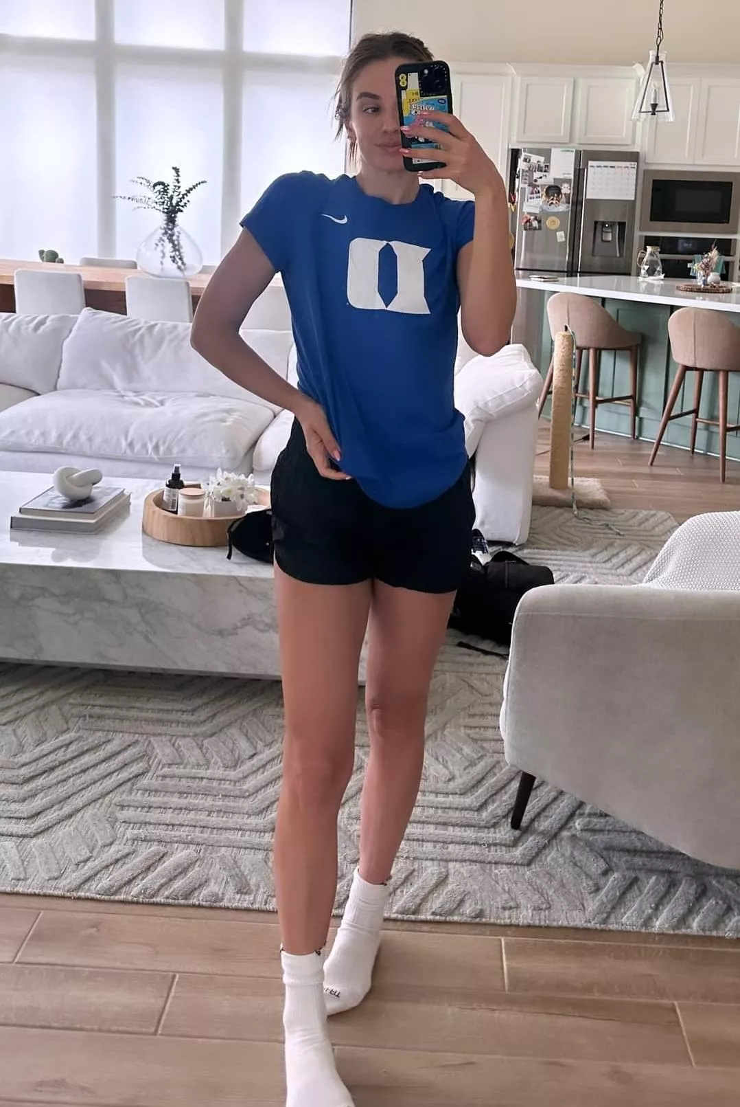 She looks good, but the Duke gear gotta go
