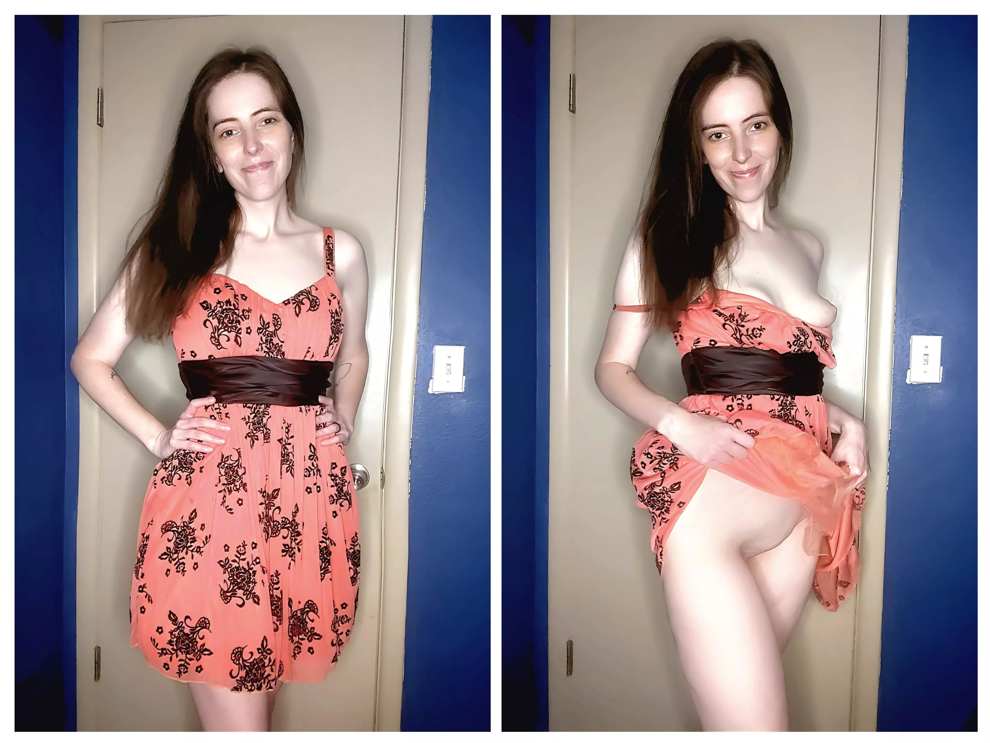 Work dinner with no bra or panties 