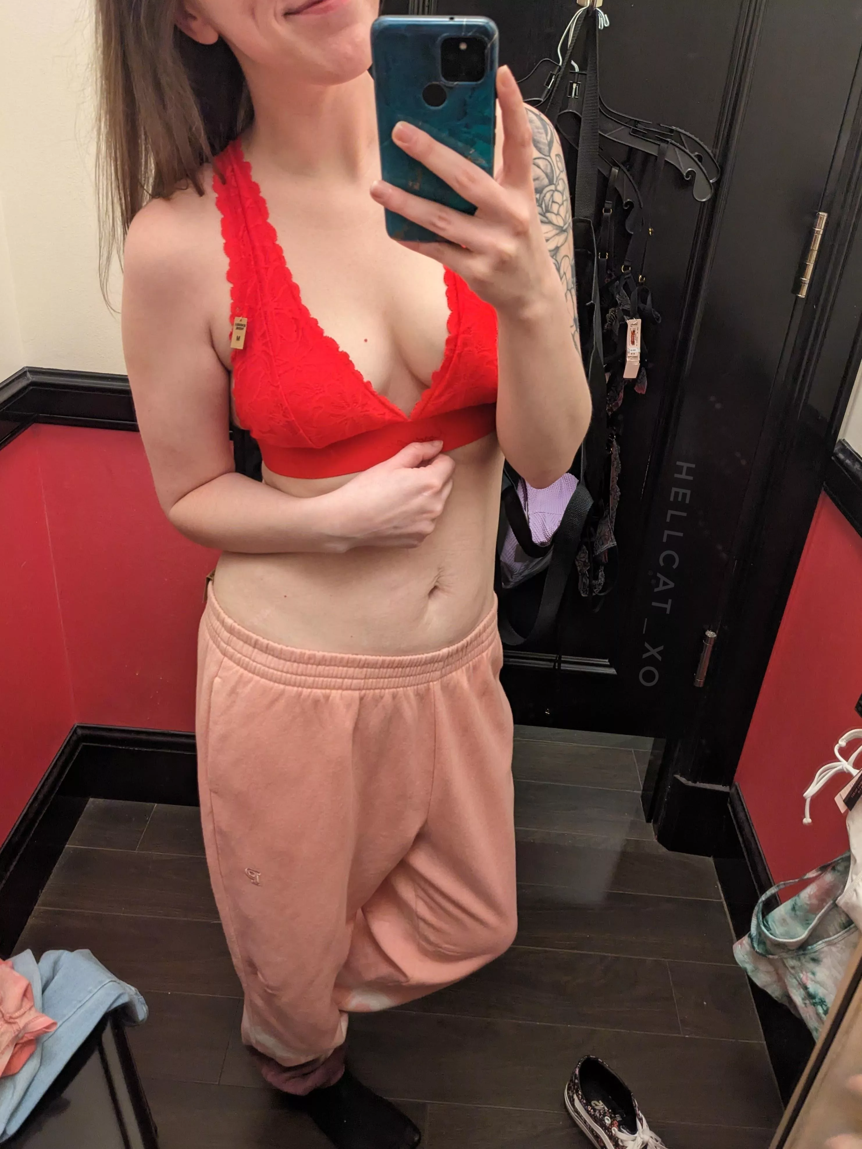 my pale skin makes this red POP