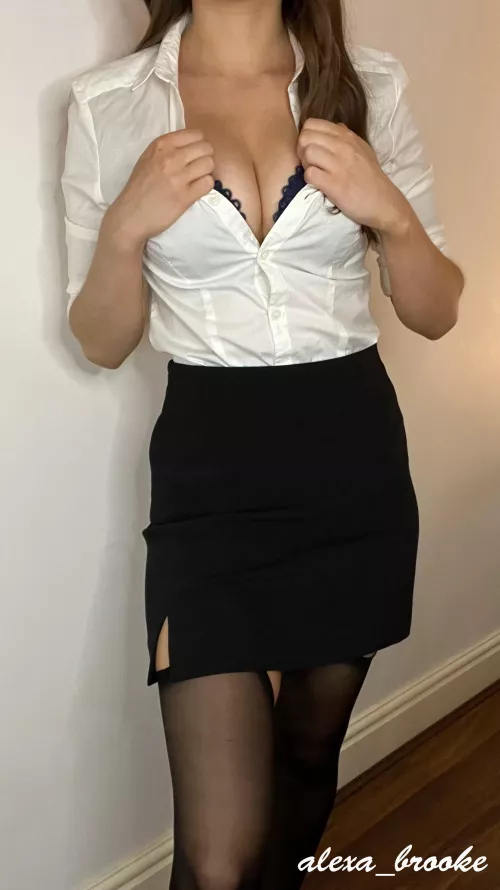 Showing off my cleavage in my work outfit