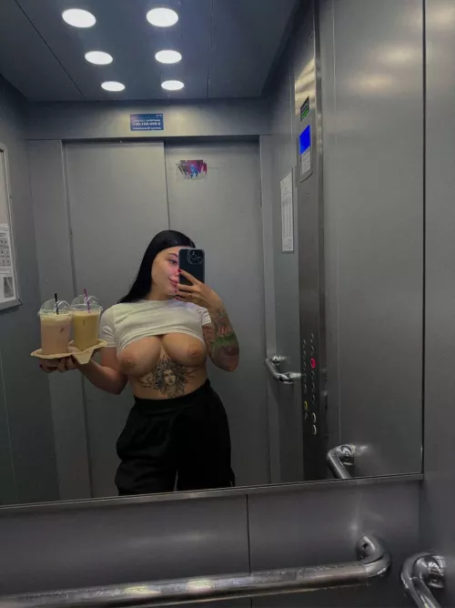 Suddenly decided to show my boobs in public place