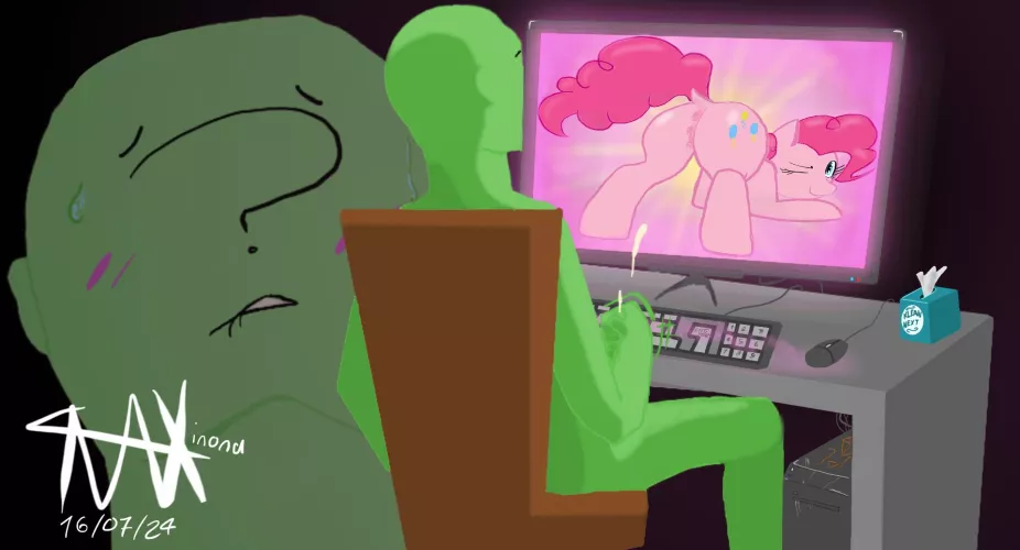 Anon masturbating to Pinkie Pie rump (artist : Raxinona)