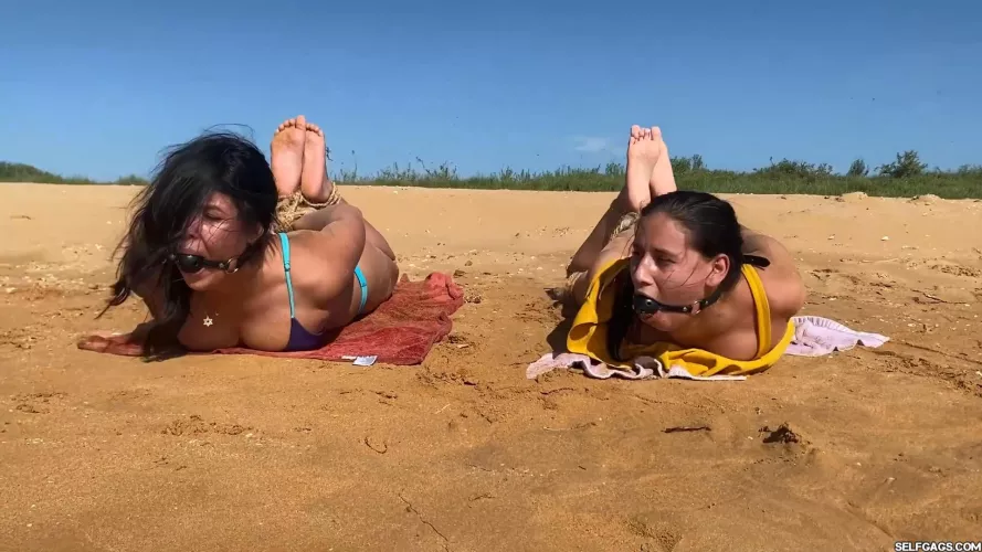 Beach girls hogtied