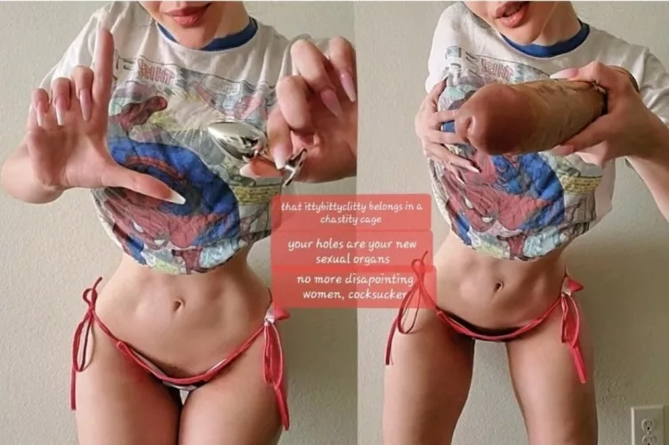 No fuckable cock between those legs but you have two holes?? Whatever will we do?🙂