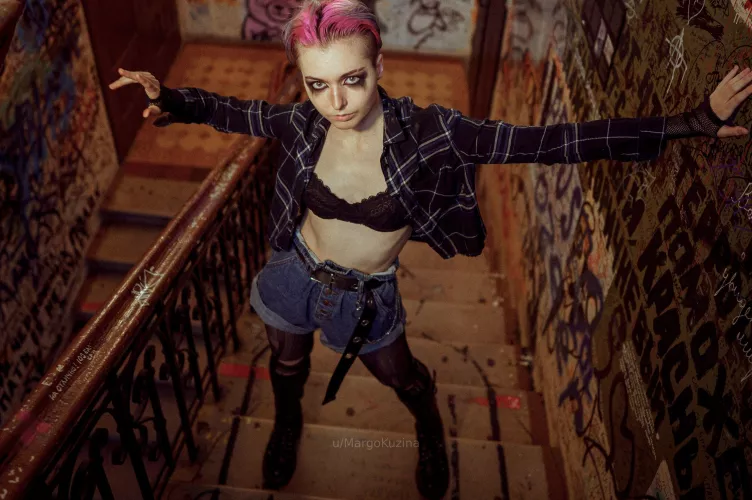 punk attitude in dirty stairwell