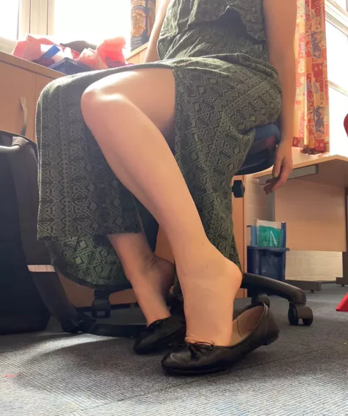 Showing a bit of leg action at work [f] 