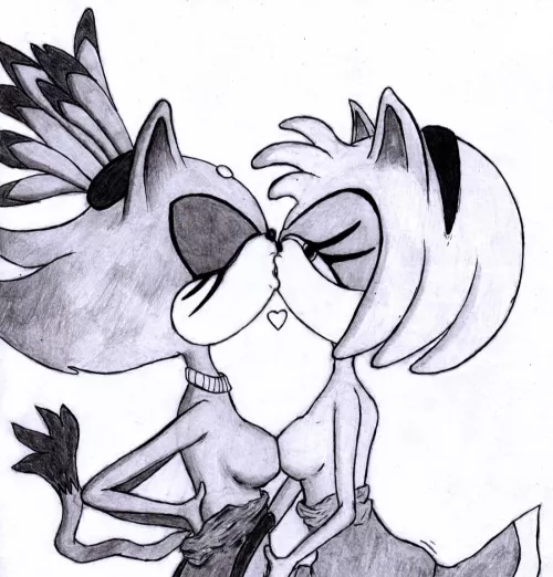 Amy and Blaze ~ pencil drawing. (motvinter)