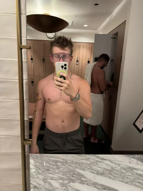 Post workout, post shower, feeling big