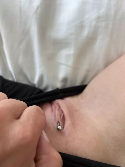 Wanna play with my piercing with your finger or your tongue?