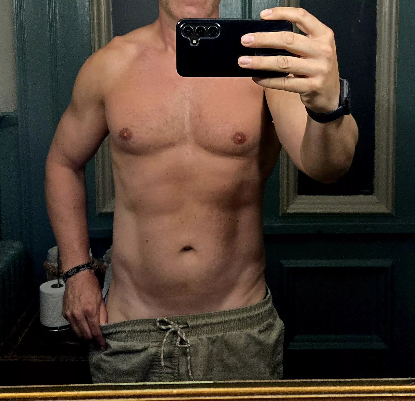 You're staying at a family friends house over summer break and one day you're left alone with the dilf of the house and you accidentally walk into his home office and see him like this what do you do? [48]