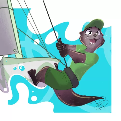 Pawlympics Practice: Sailing! (art by me)