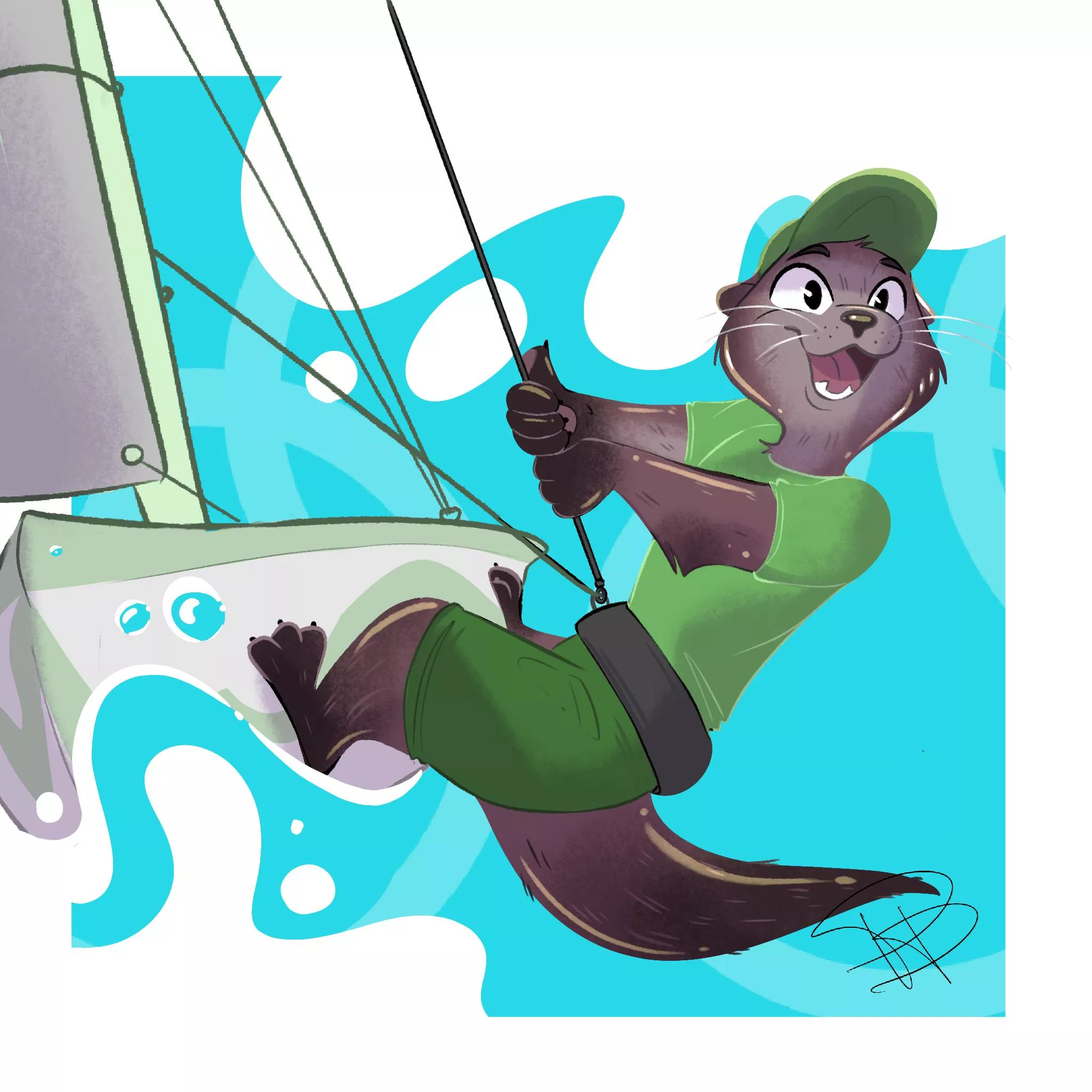 Pawlympics Practice: Sailing! (art by me)