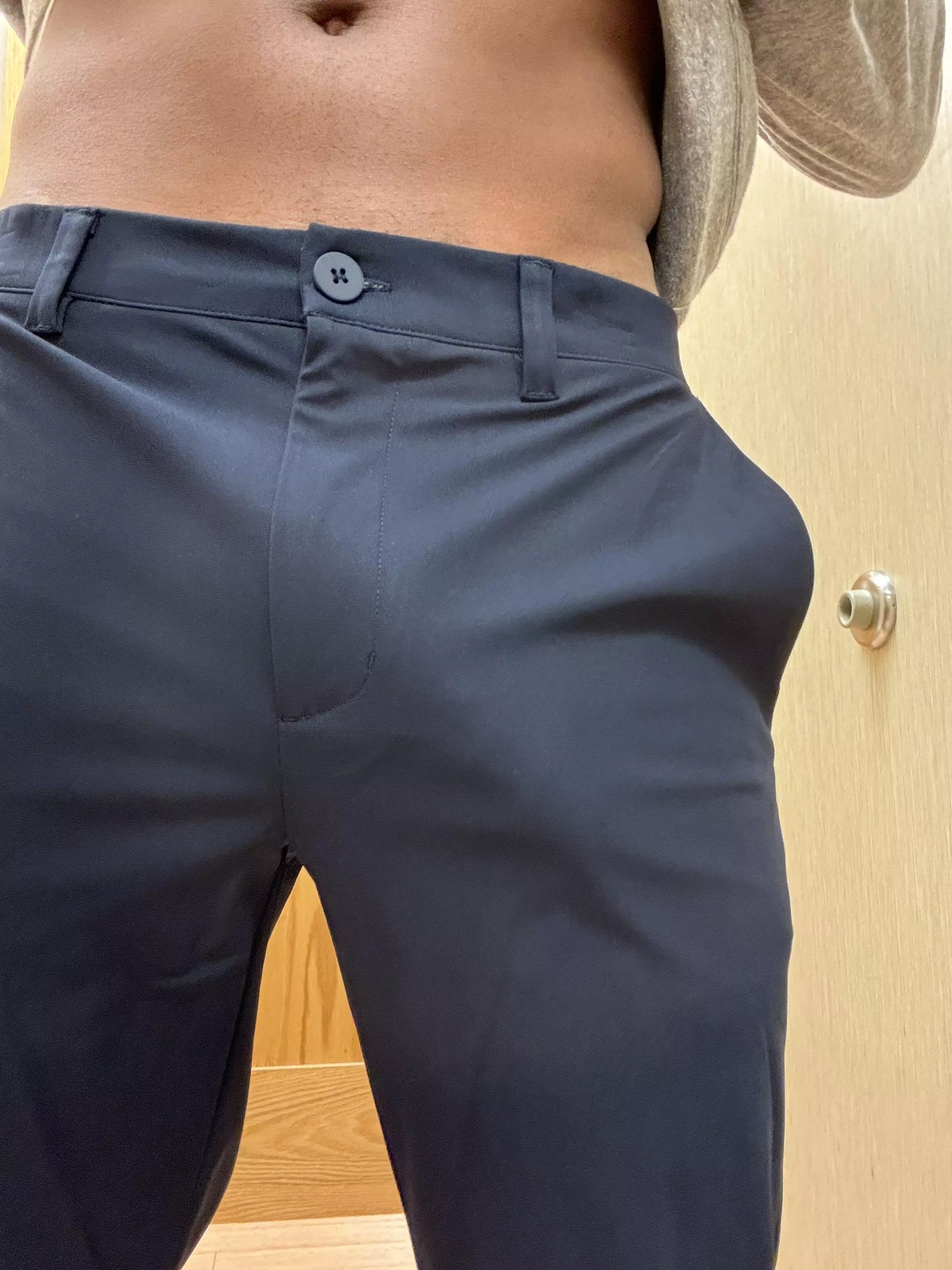 Went dress pants shopping.  Either these pants are small or my cock is big