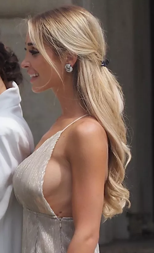 Busty Blond Bridesmaid with a nice sideboob