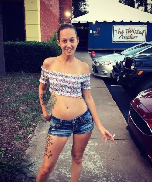 Girlfriend smoking after dinner