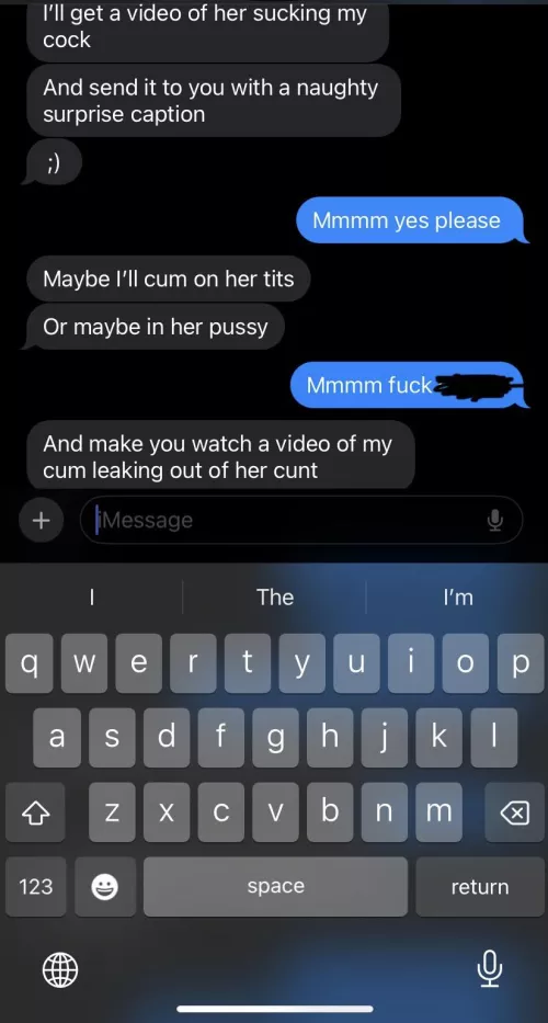 Just a cuckquean texting her husband about their cuckcake