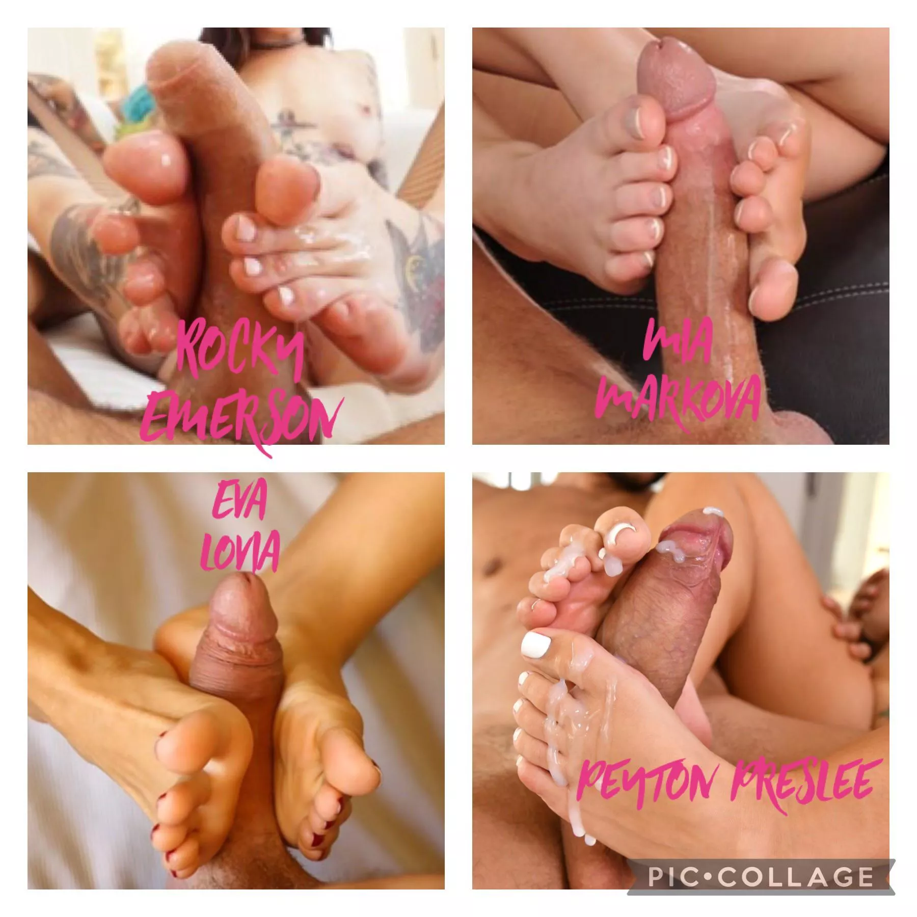 Who’s feet would you rather have gripping your cock?