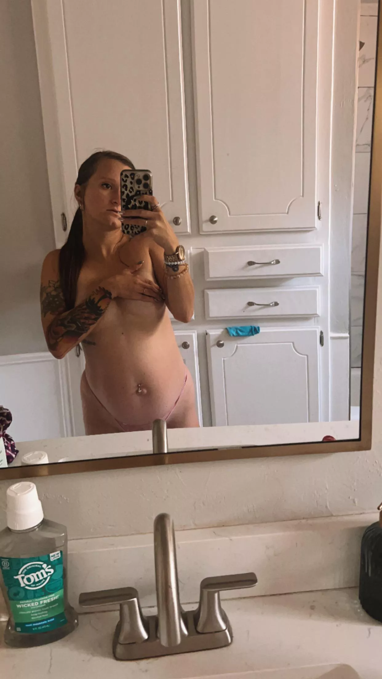 Would you set me on the counter to fuck so you can feel my pregnant belly?