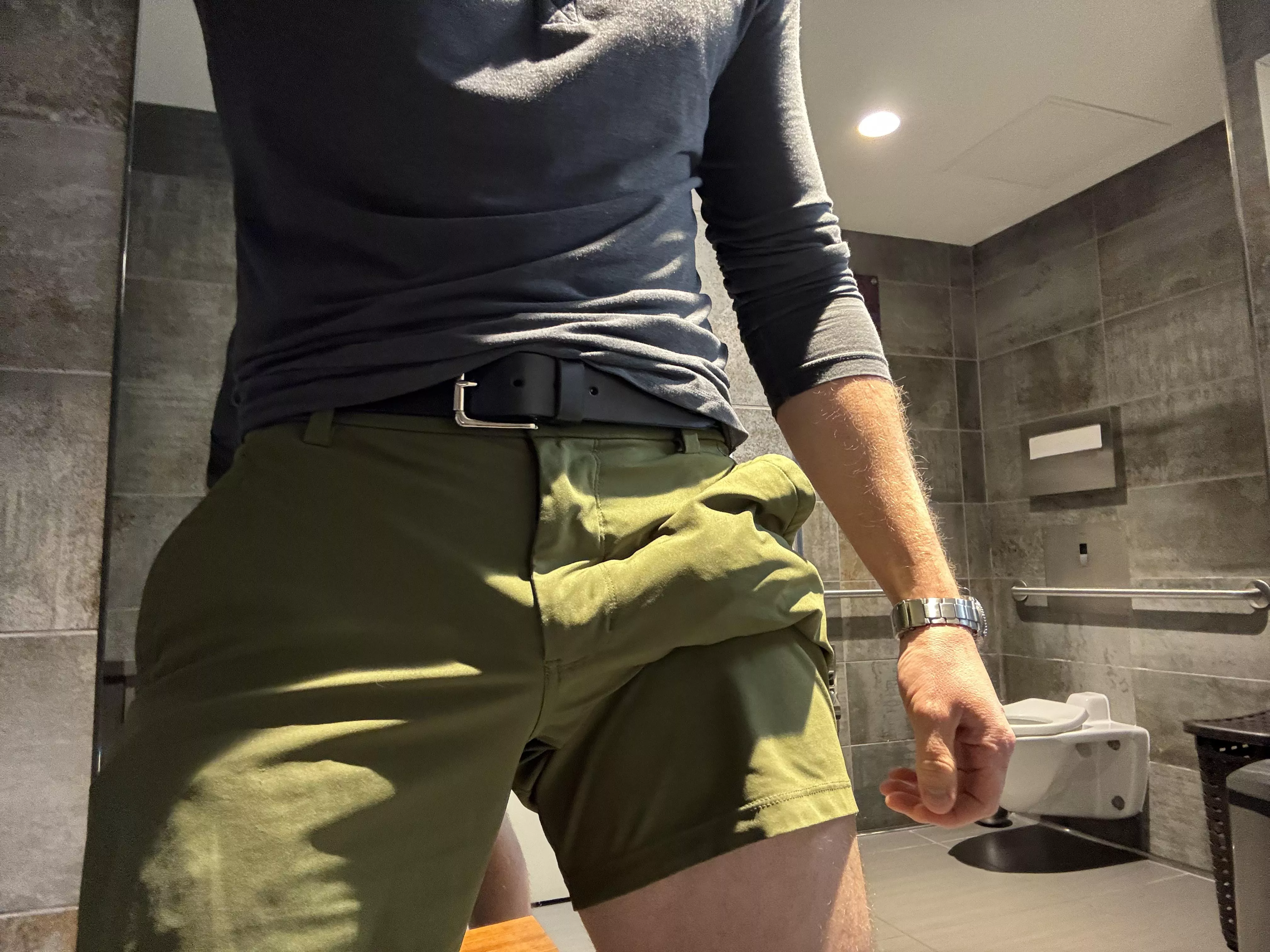 (39) Airport bathroom bulge