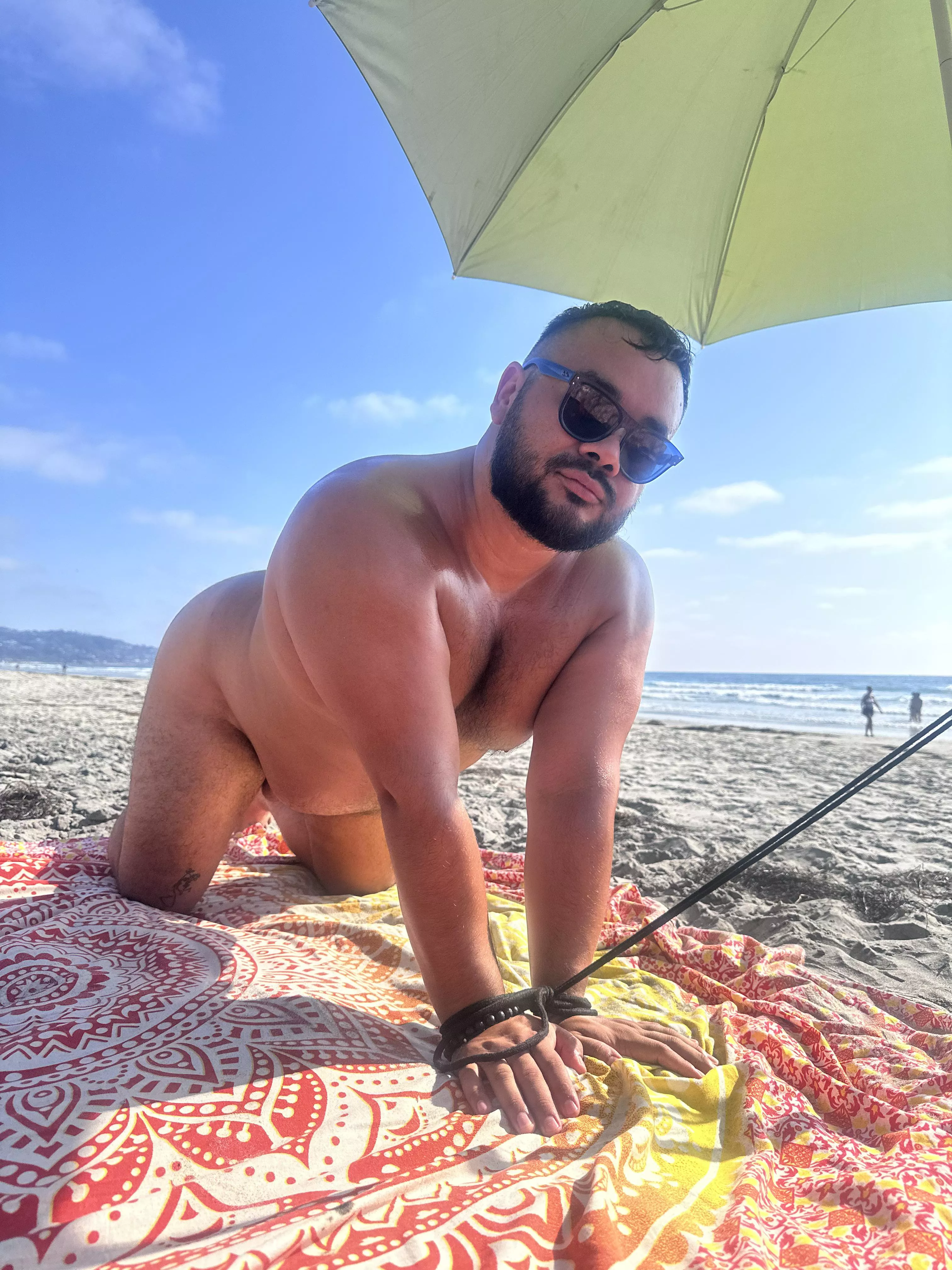 Waiting for the next guy to walk up. Cruising naked beach 