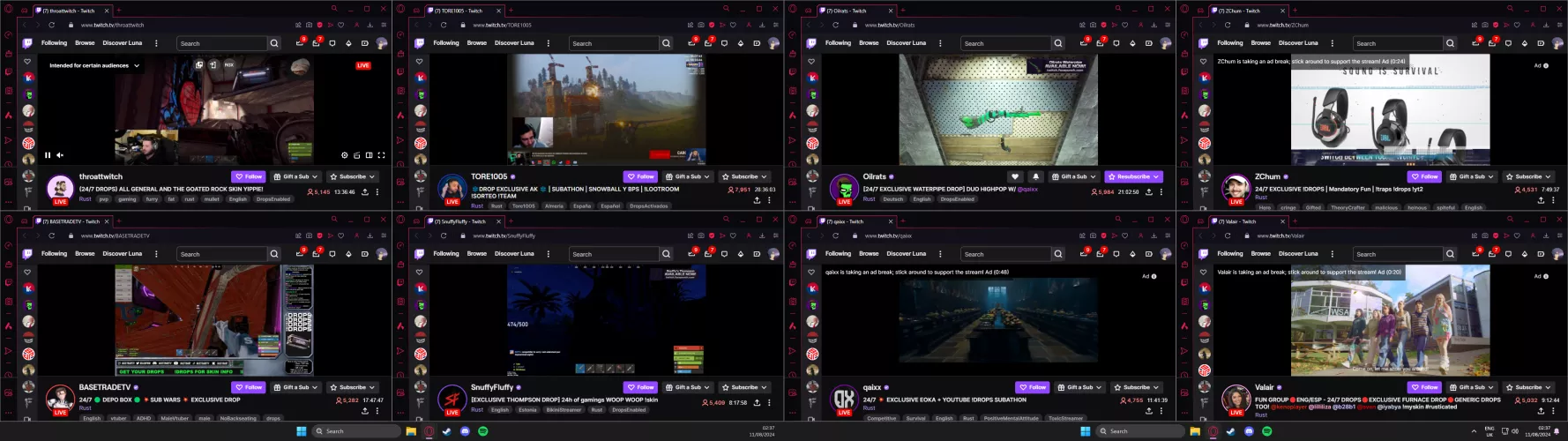 Will this work to get 8 different streamer drops? They all have one of their own drops. 