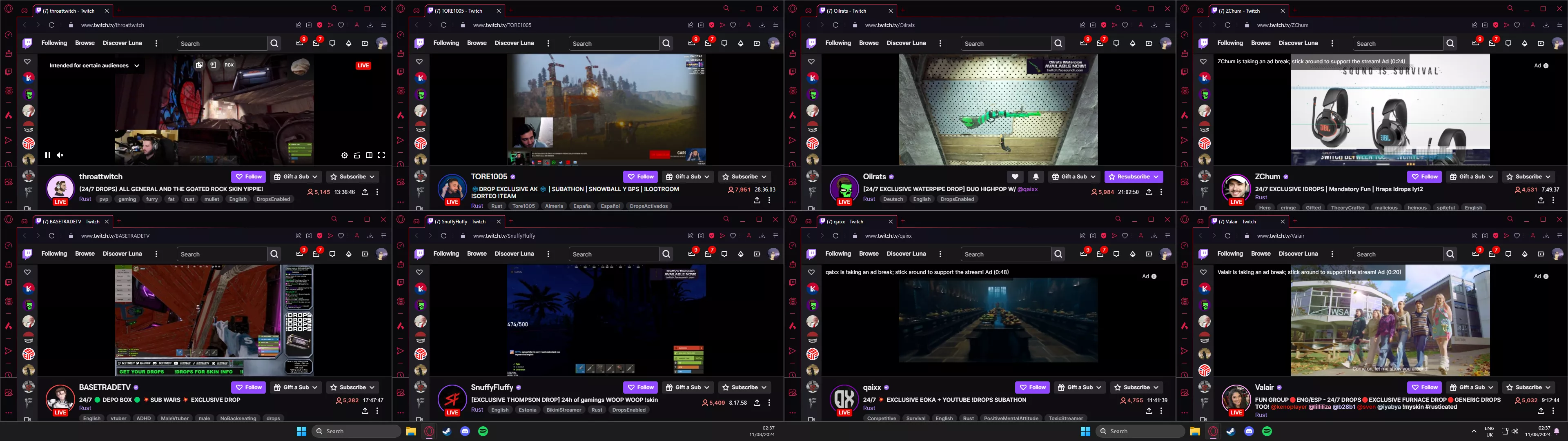 Will this work to get 8 different streamer drops? They all have one of their own drops. 