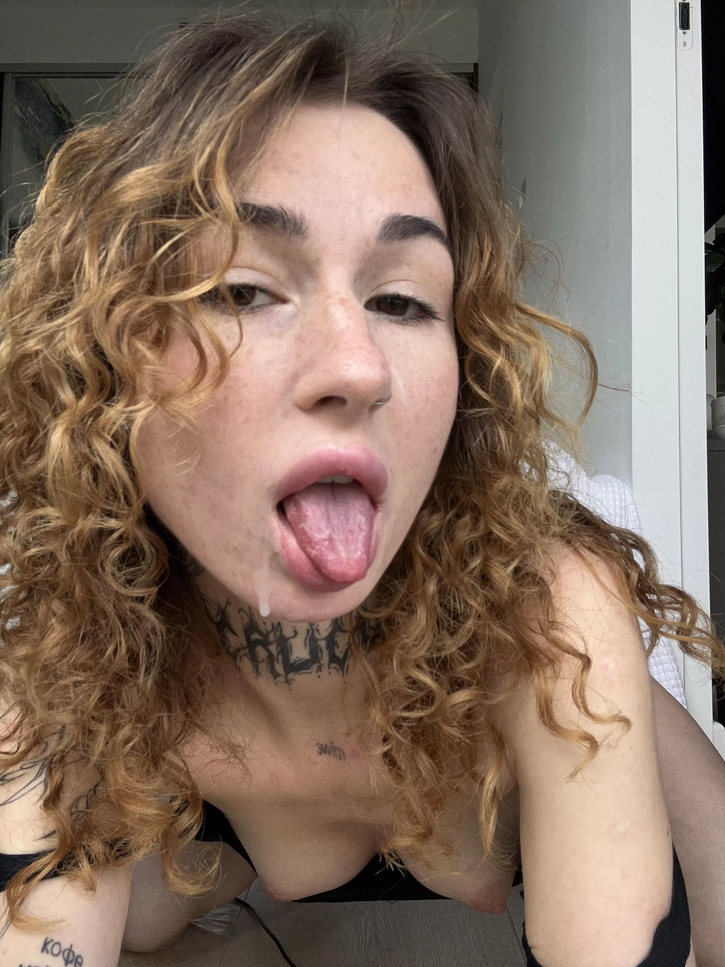 Young slut covered in sperm