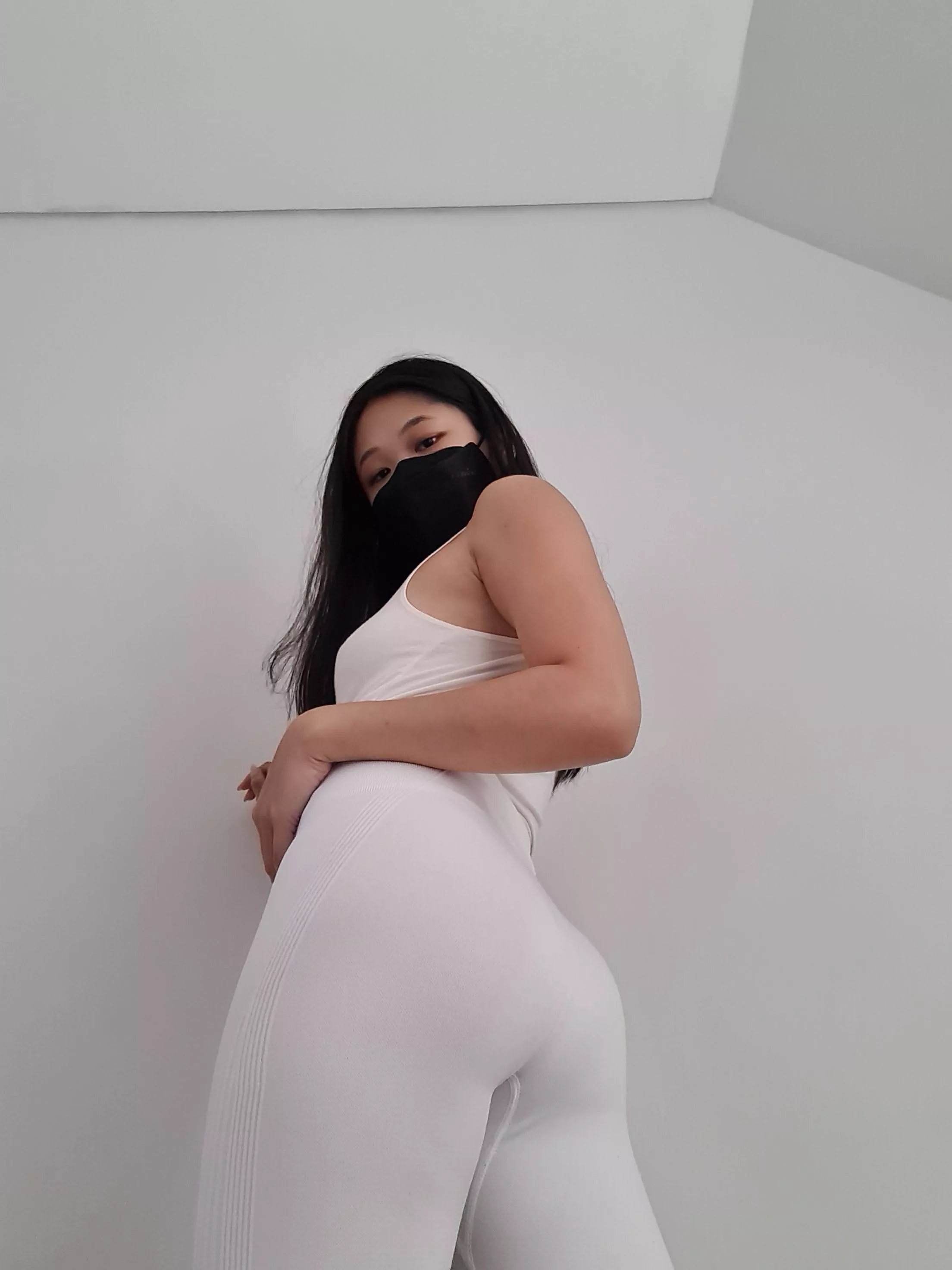 Enjoy my cute small asian butt in white