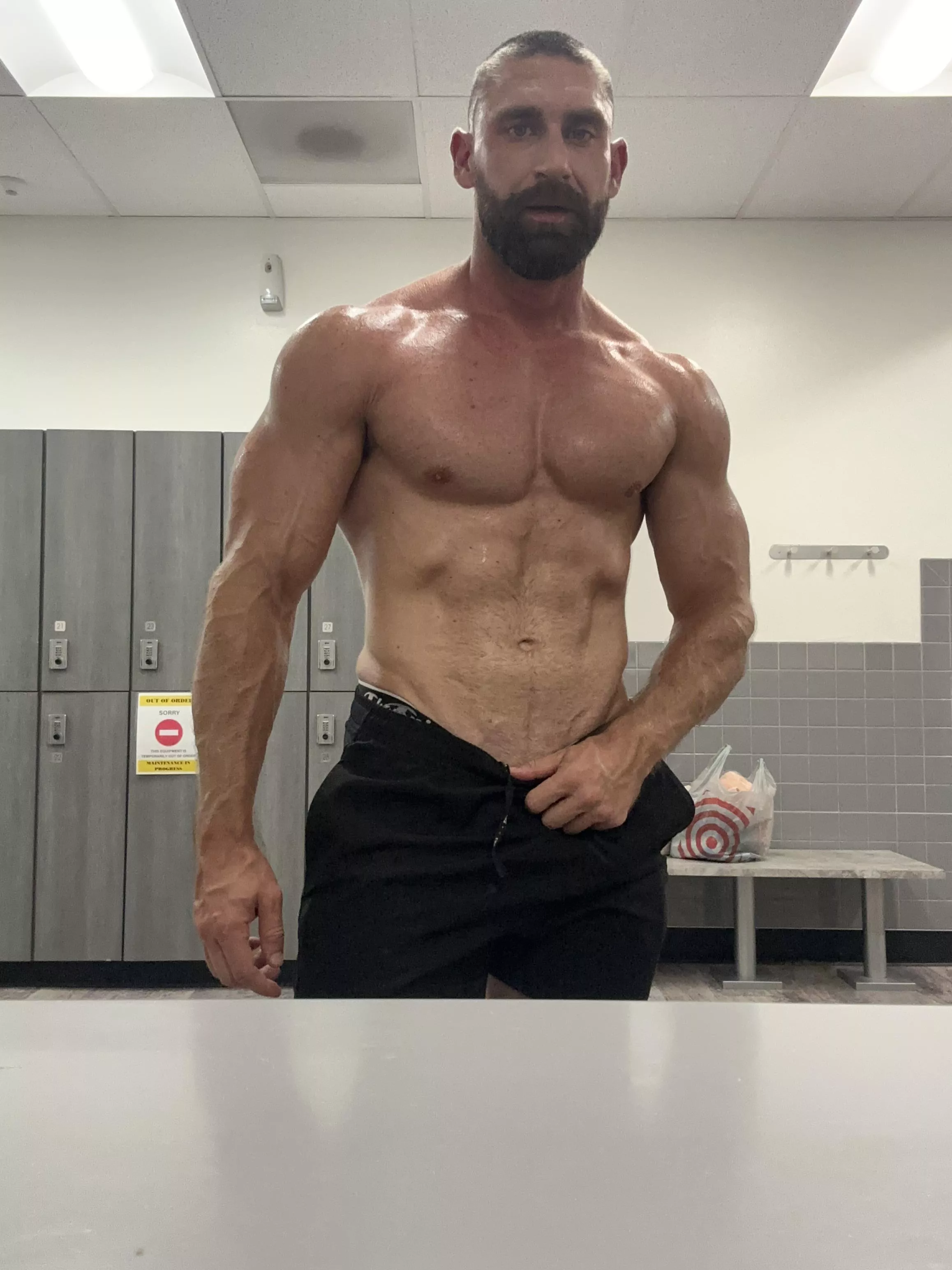 Nice and sweaty from the sauna 