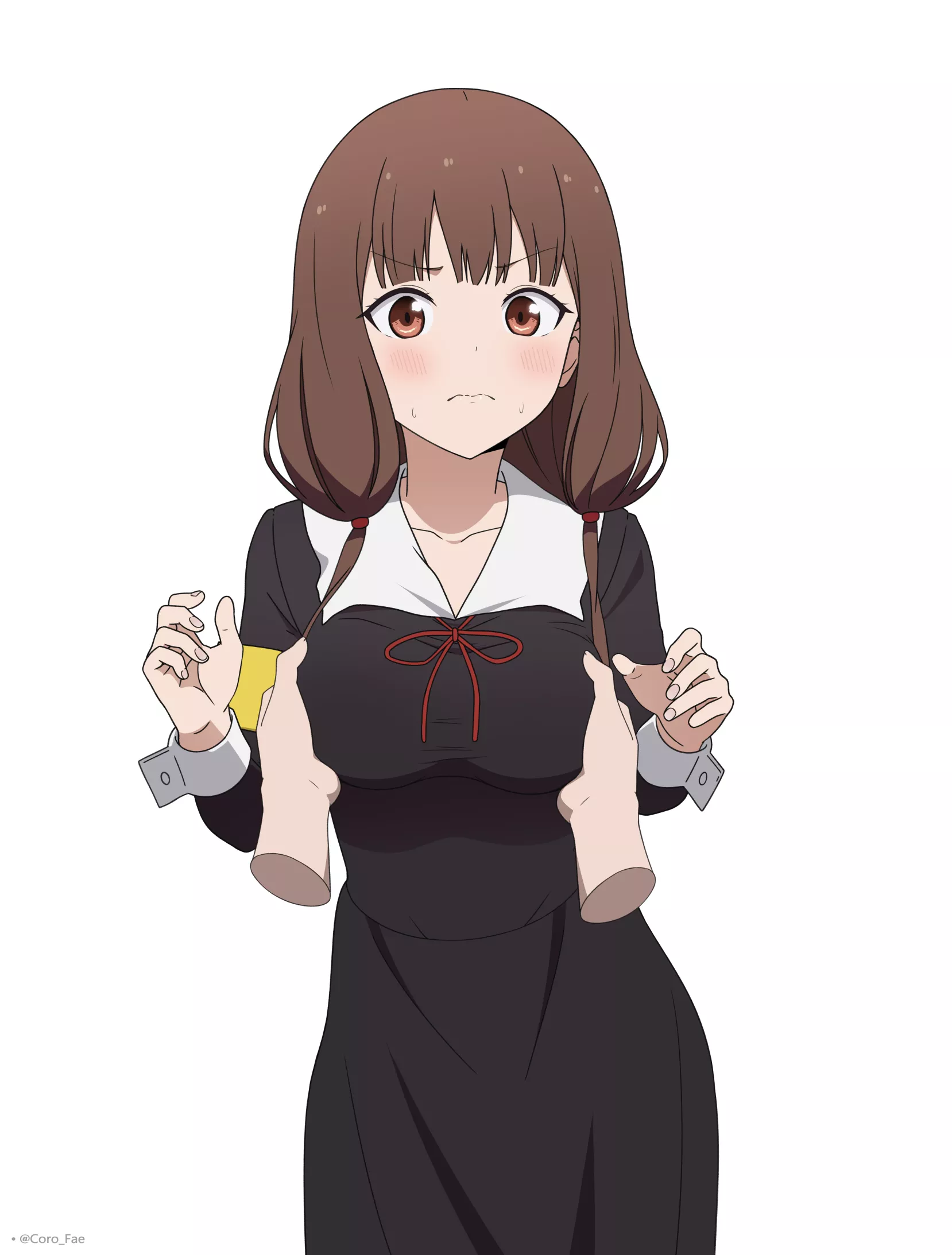 Fondling Miko's breasts