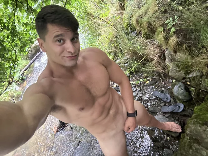 Jerking off in nature