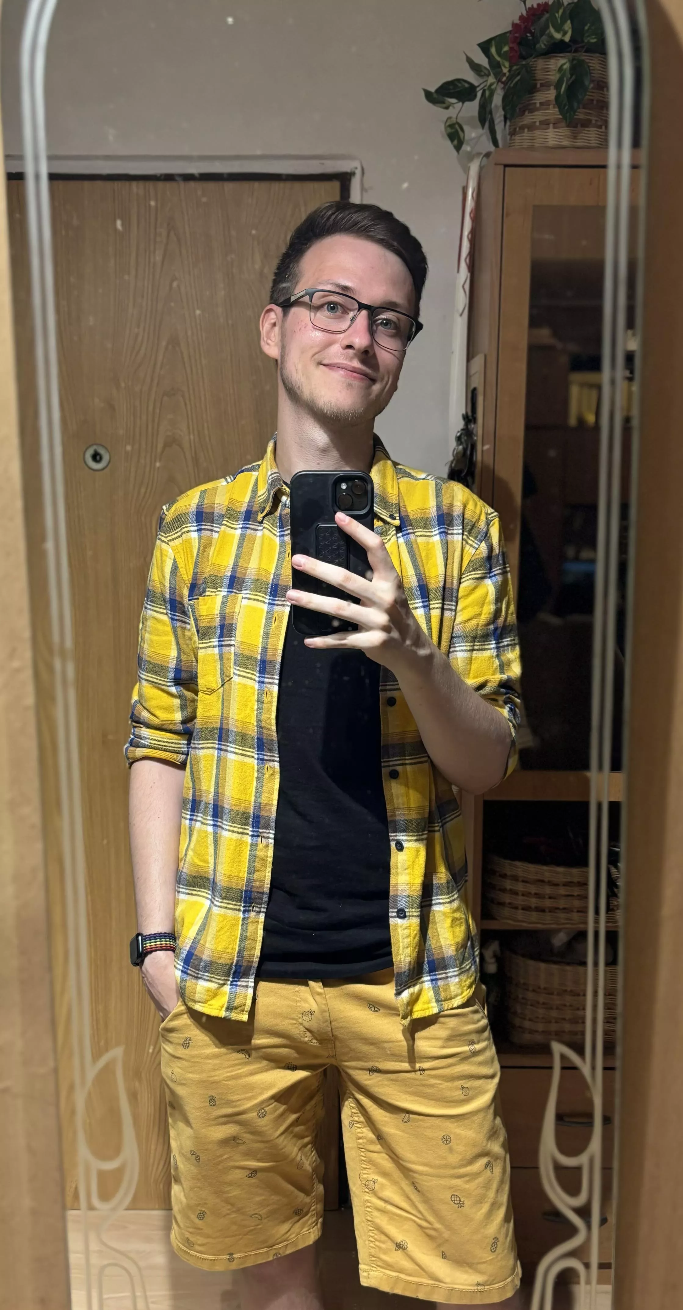 I attended my first ever Pride (Prague Pride) with my friends this past Saturday and we had a blast! Took a picture of what I wore after I got home. I am not the most fashionable guy, but I think I did OK. Definitely going again next year!