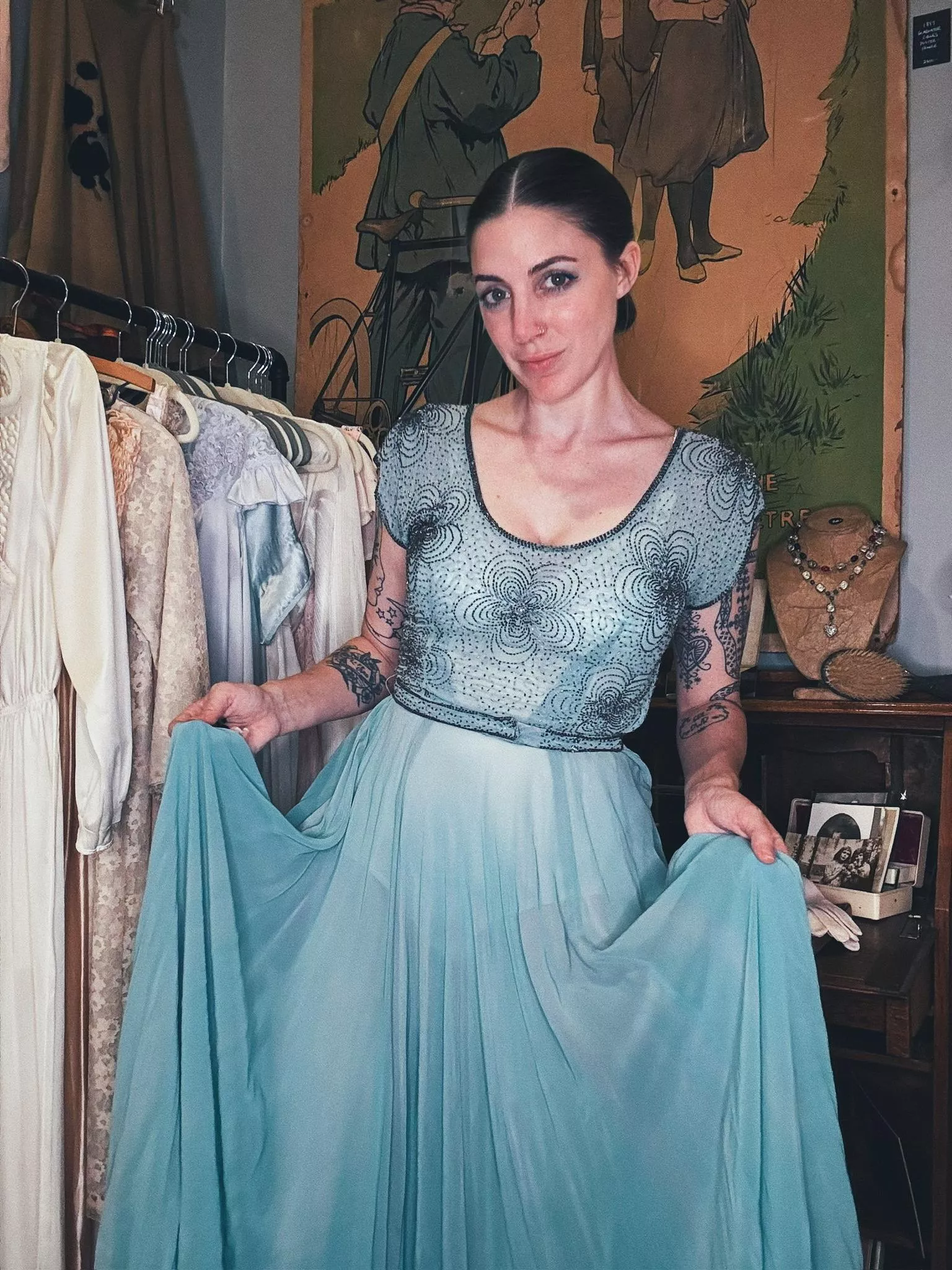 I love wearing a vintage dress, with nothing underneath @prettysadiereed
