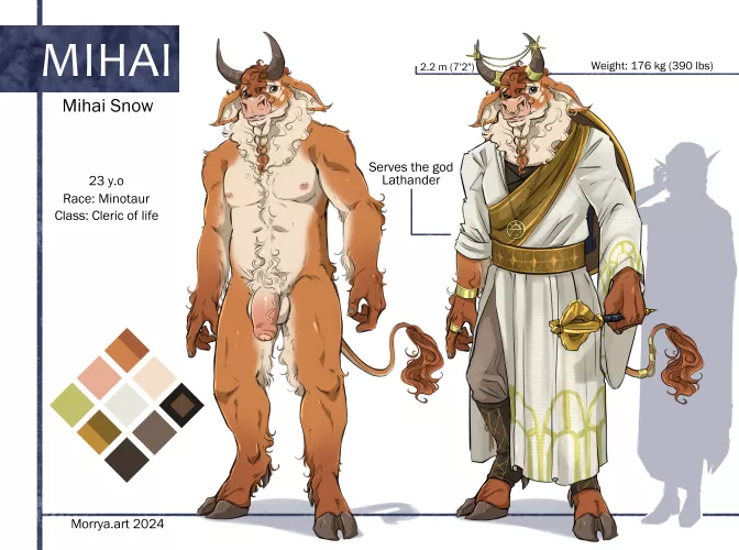Mihai-the Lathander priest minotaur