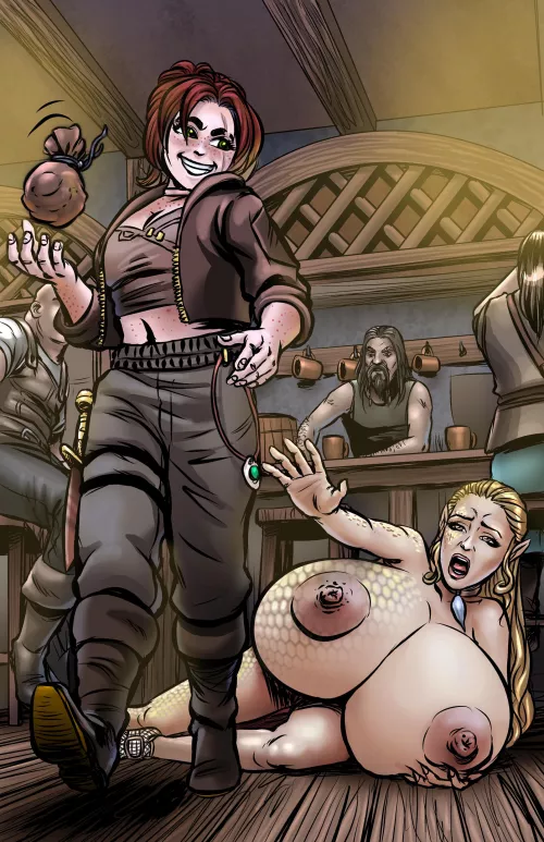 No, please! Don't leave me here with my breasts like this (art by Celestin)