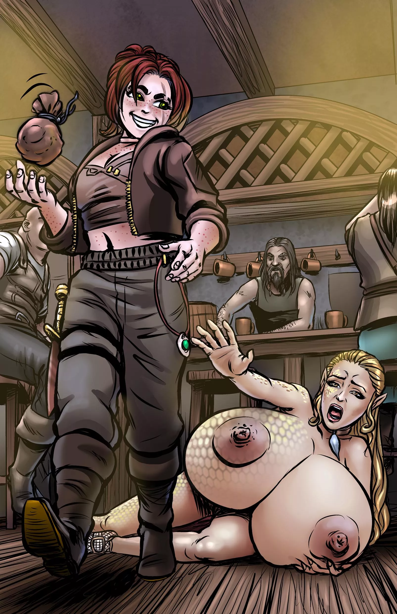 No, please! Don't leave me here with my breasts like this (art by Celestin)