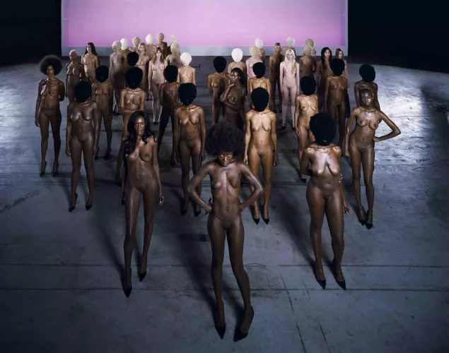 Some girls in a group who are nude