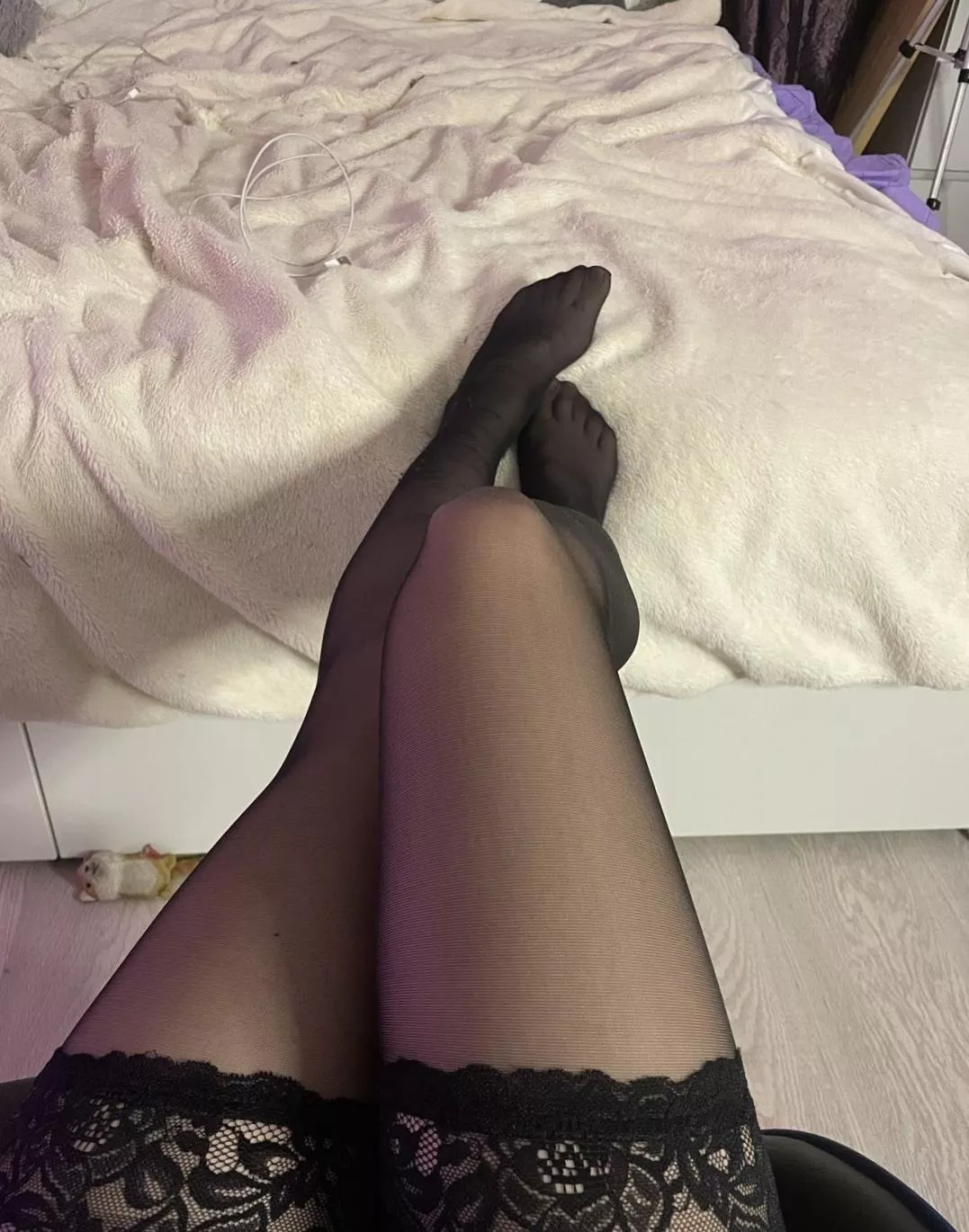 be at my feet and pull off these black stockings with your teeth