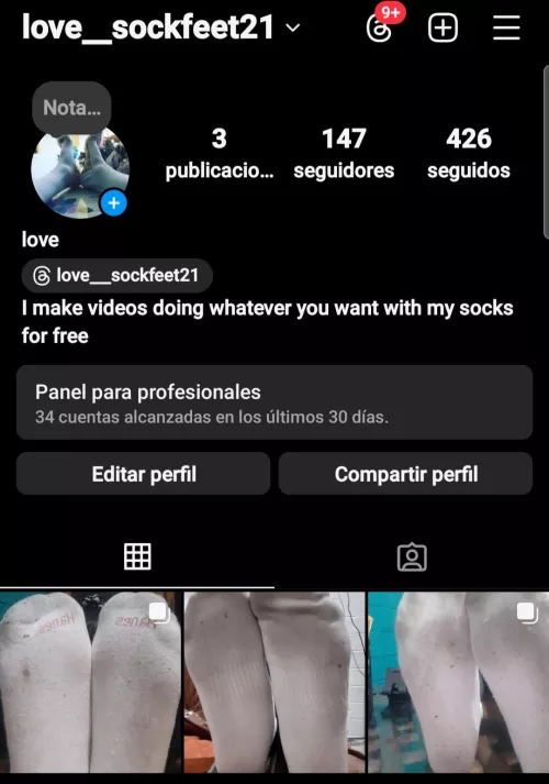 Hi, I hope I'm not bothering you too much, and sorry if I break a rule, it wasn't my intention. My friend asked me as a favor to help her grow her Instagram account. For those who are curious, she does whatever you wants with her socks and for free, yo