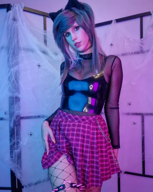 Scene Neko Girl with Shiny Latex Top