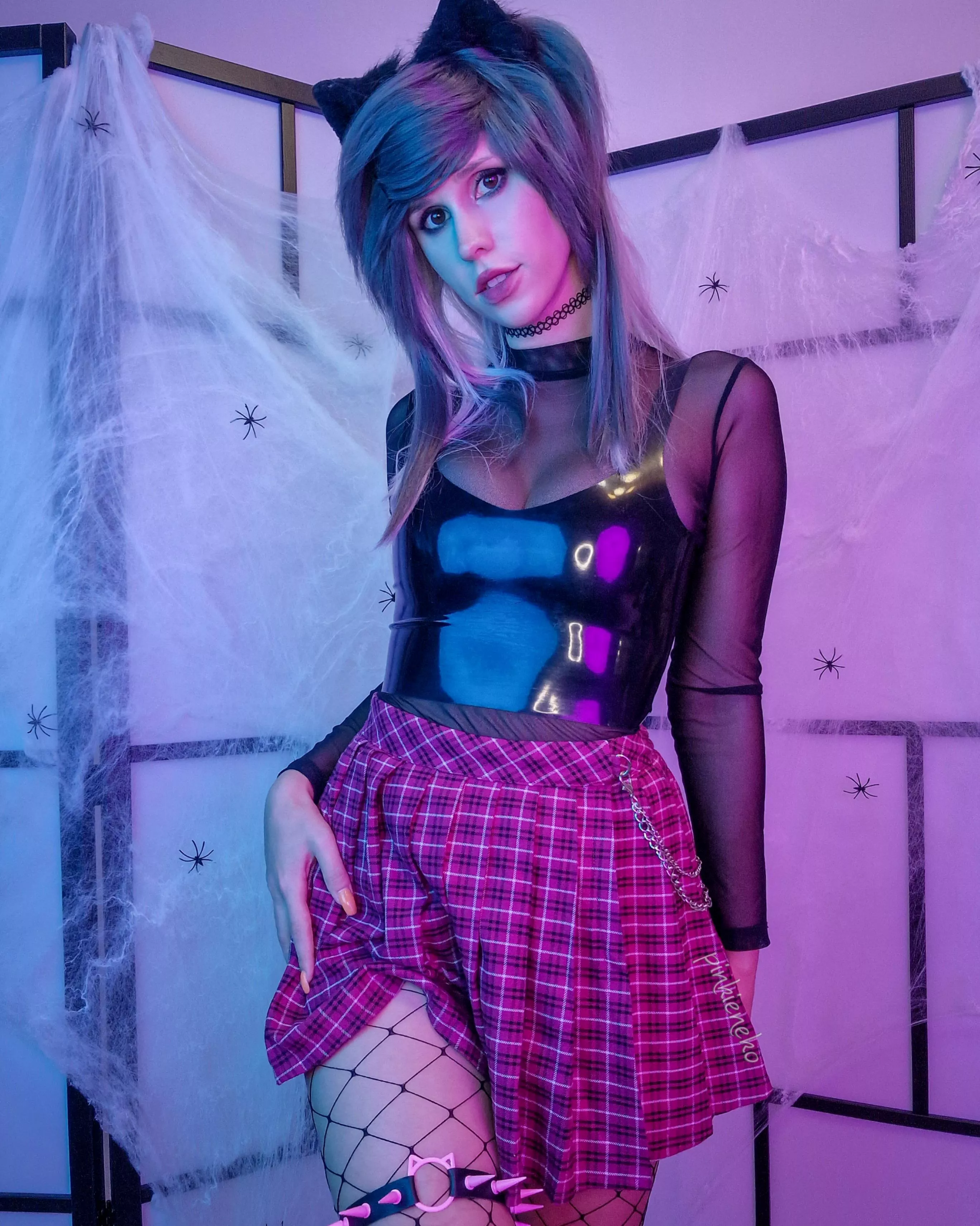 Scene Neko Girl with Shiny Latex Top
