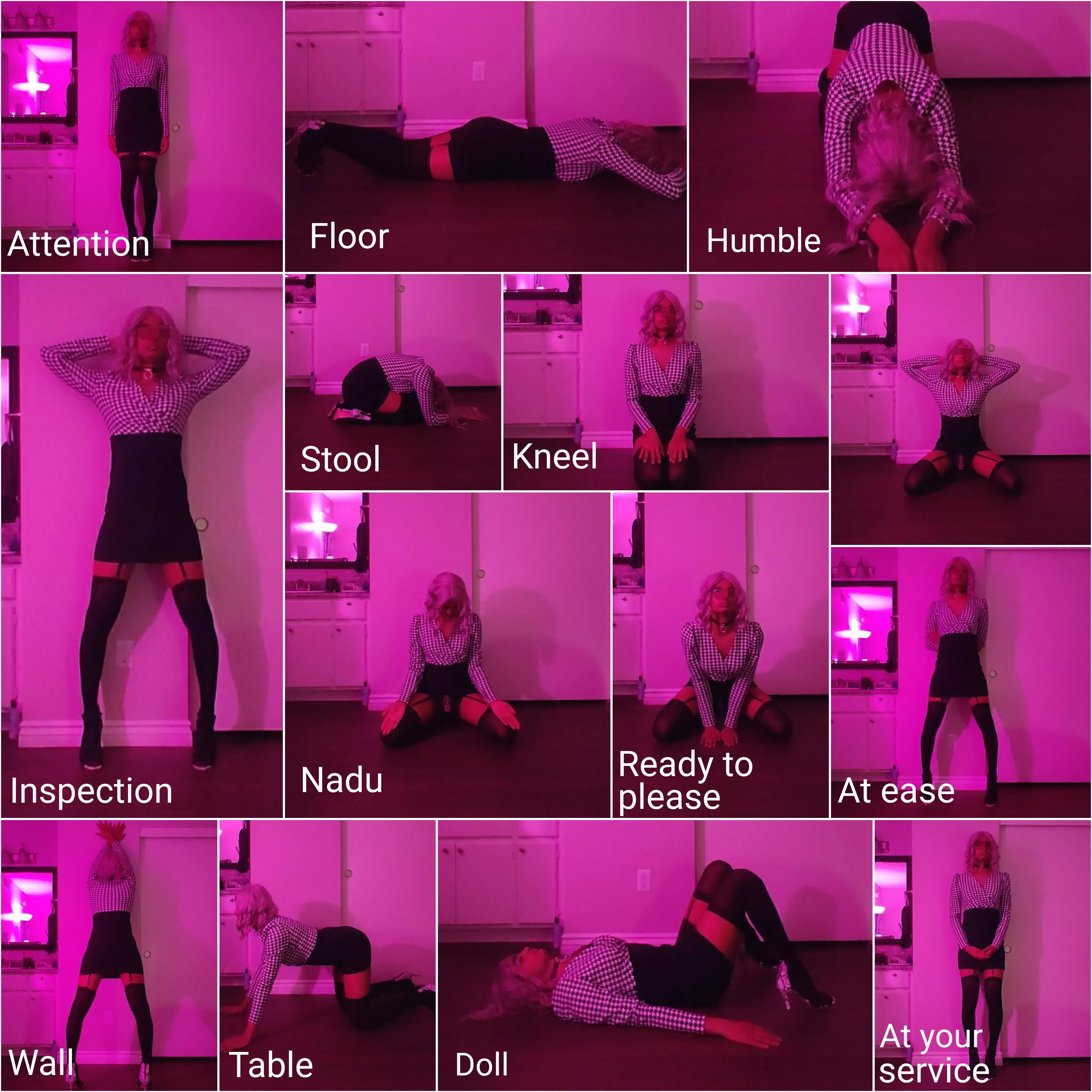 Practicing the submissive positions...